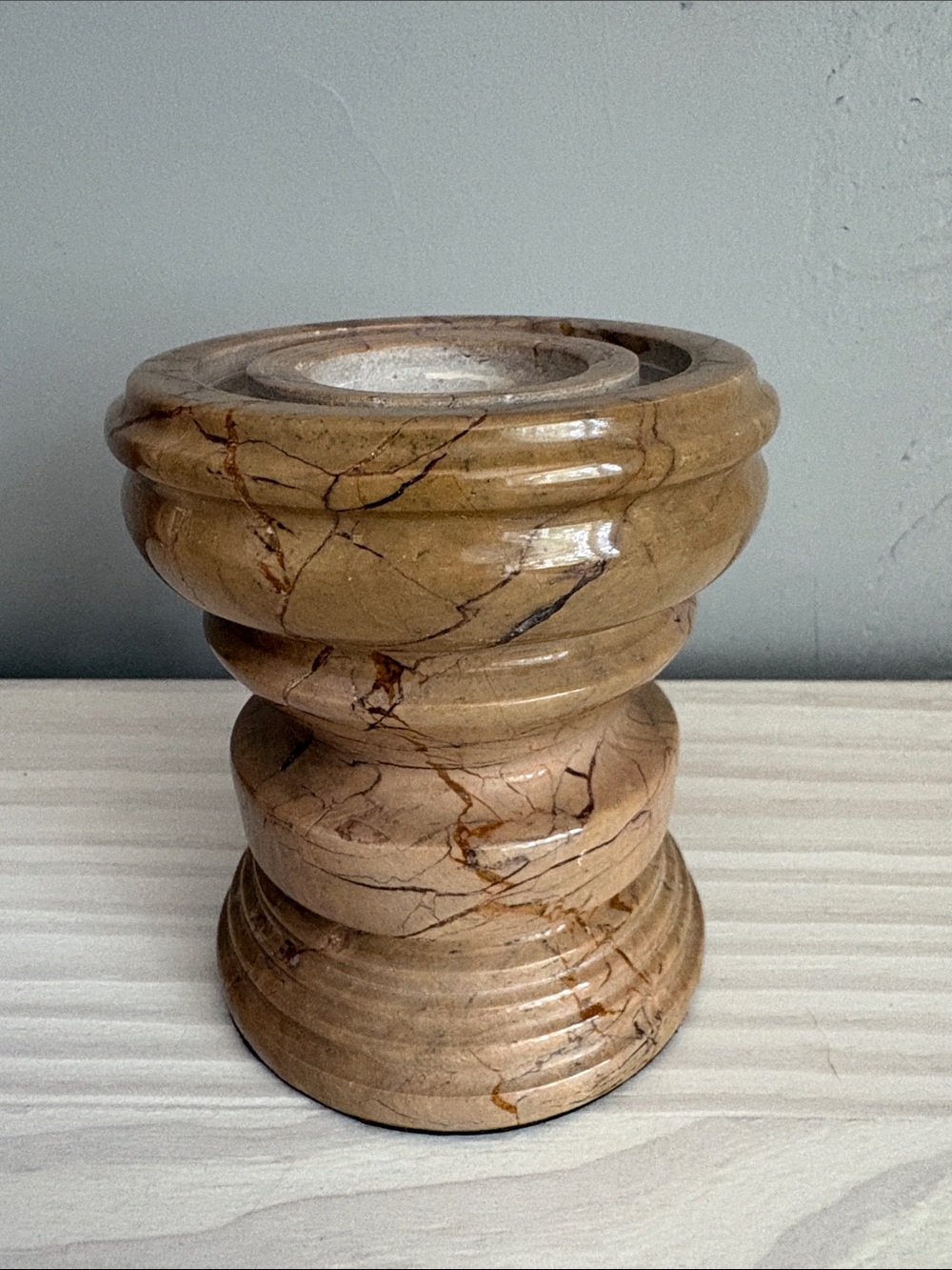 VTG Hand‎ Turned Marble Pillar Candle Holder/Pedestal/Statuary Base